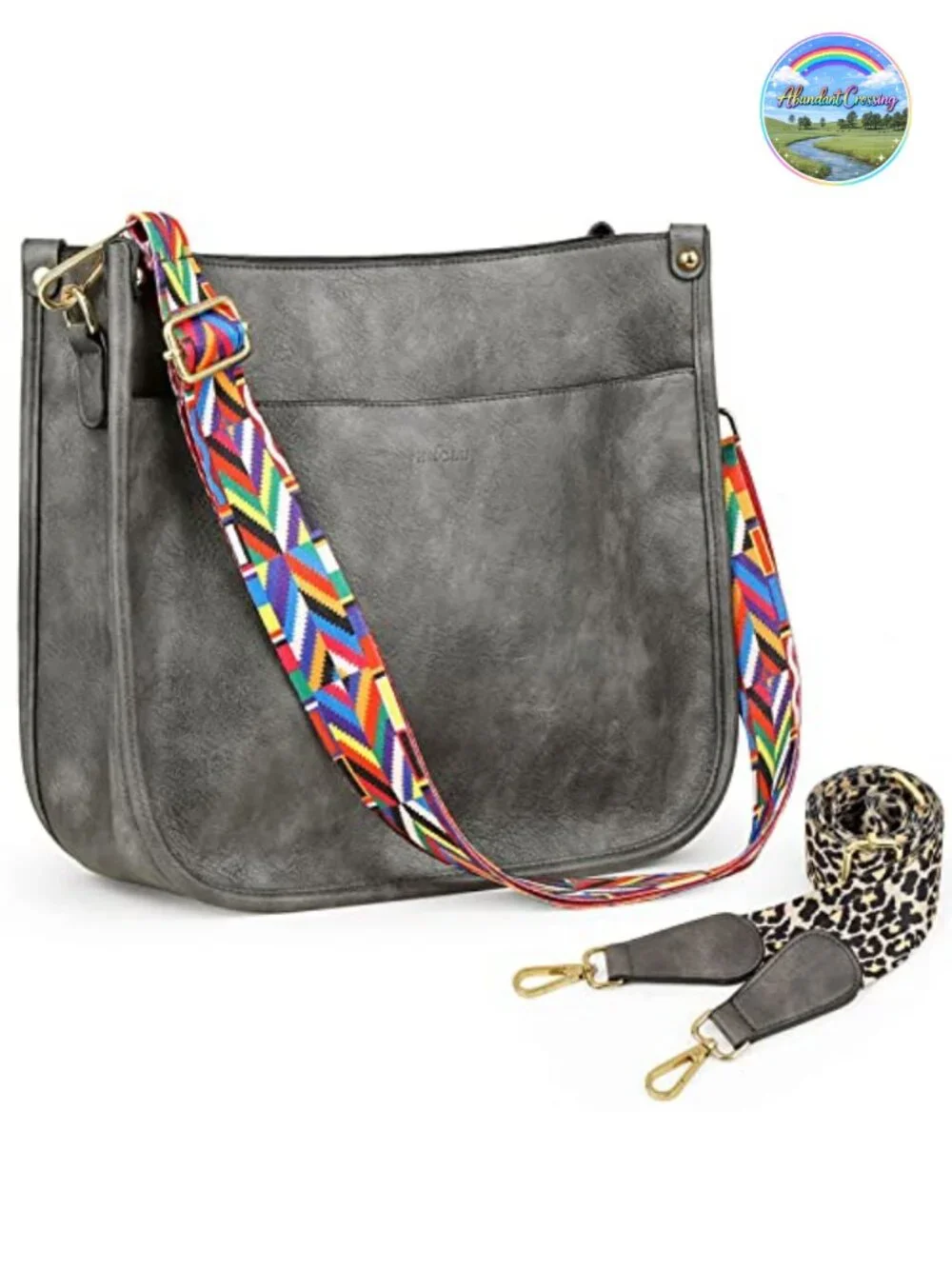 Women's Hobo Crossbody Bag Vegan Leather with 2 Adjustable Guitar Straps